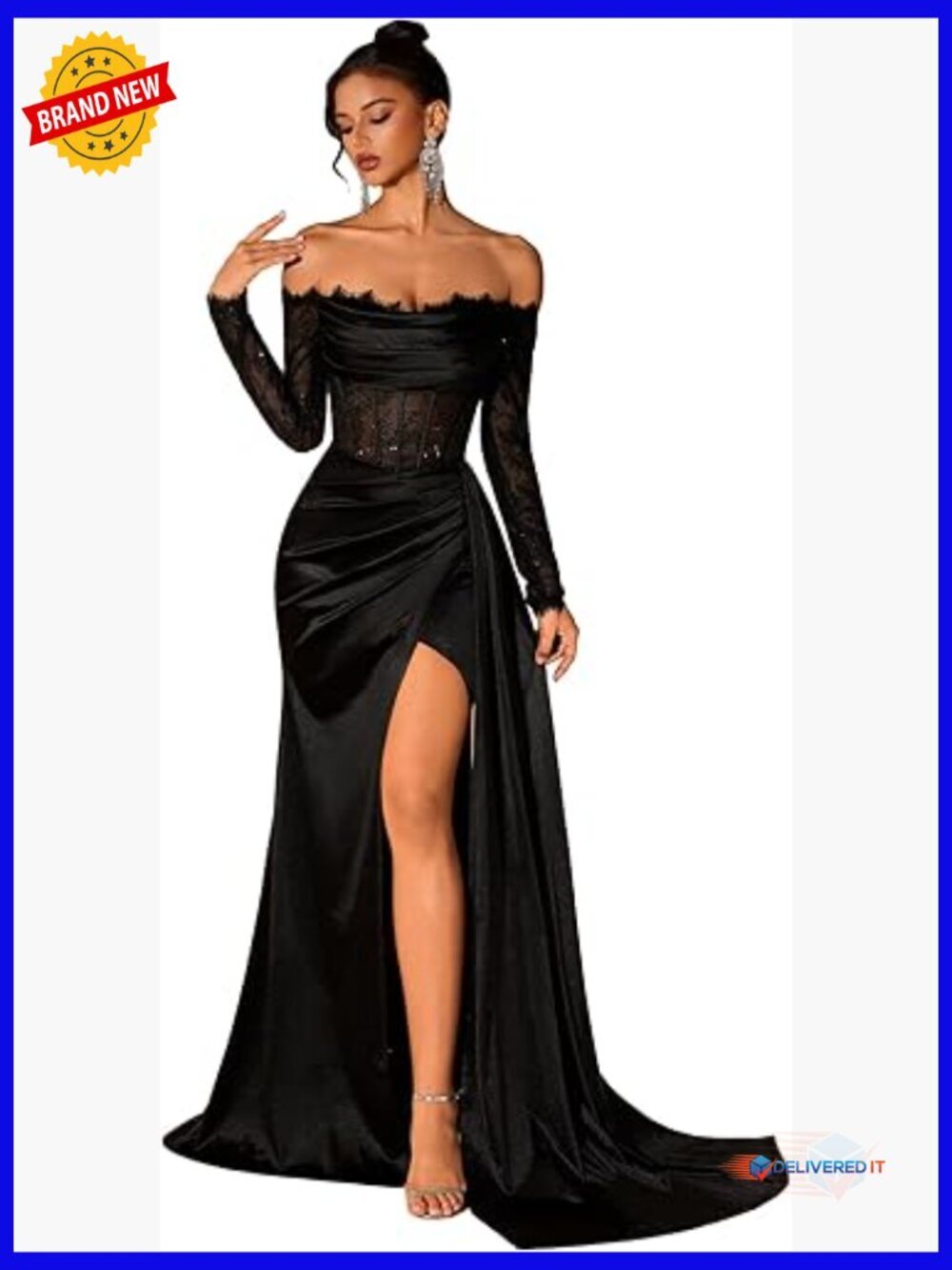 Long Sleeve Backless Bodycon Evening Gown Formal Cocktail Dress